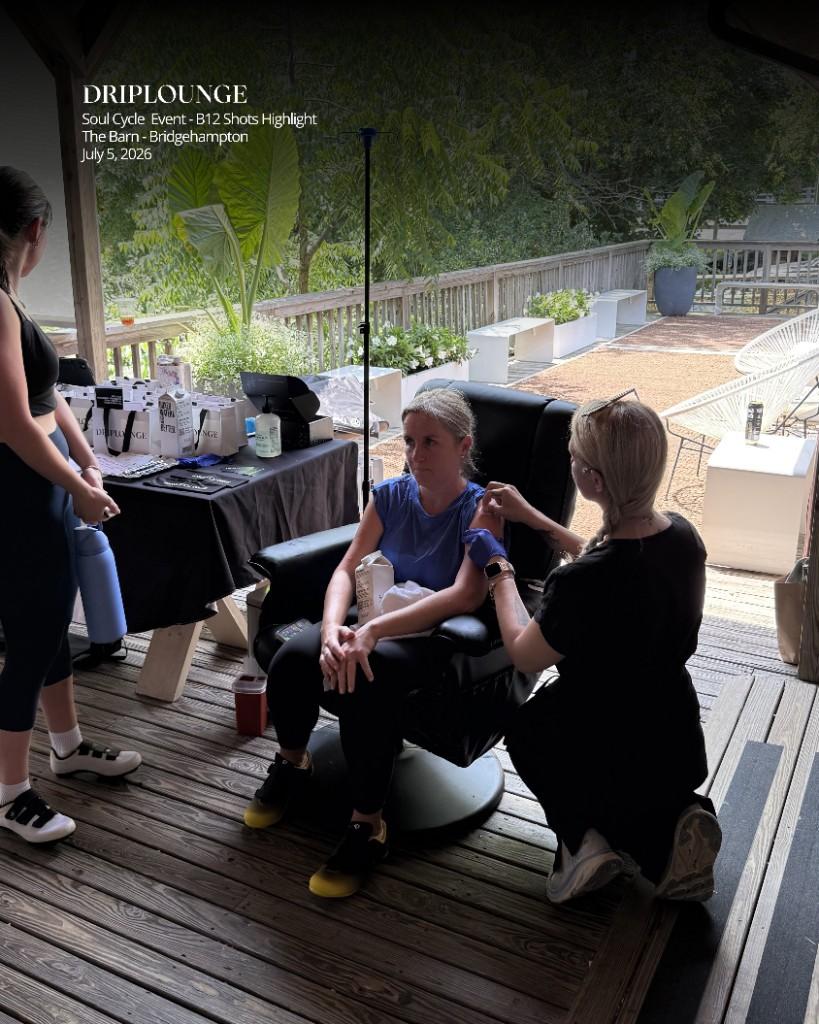Drip Lounge wellness activation with complimentary B12 at a partner event