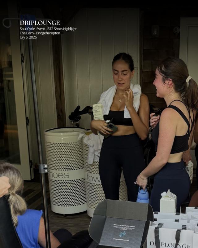 Guests and the Drip Lounge team at a partner fitness event