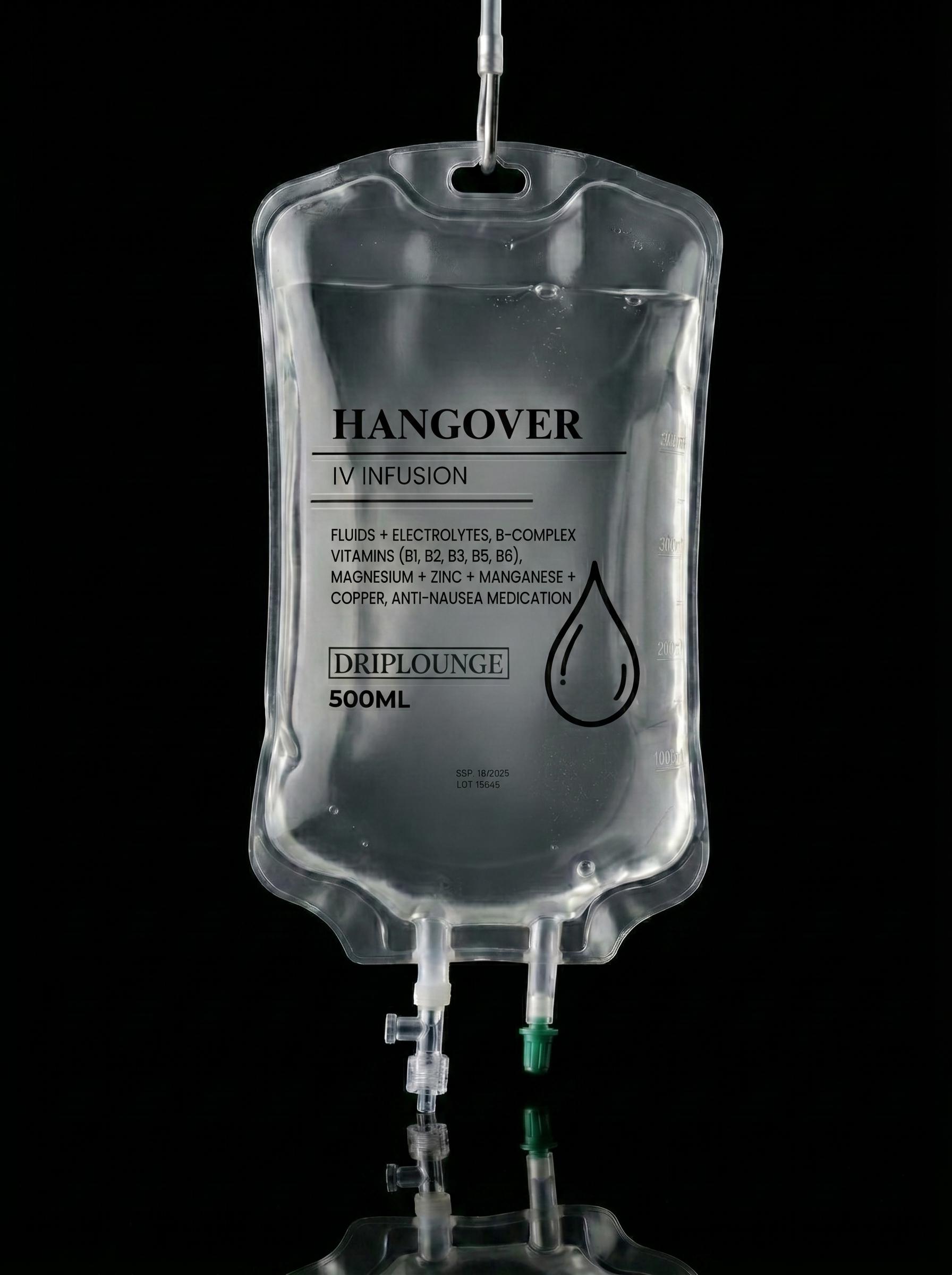 Hangover Cure Drip IV bag